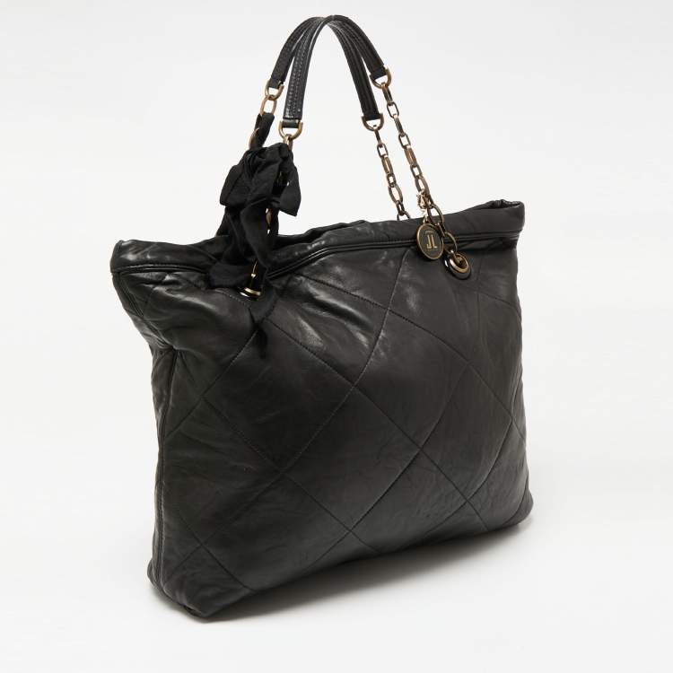 Pre Owned Lanvin Black Quilted Leather Amalia Cabas Tote