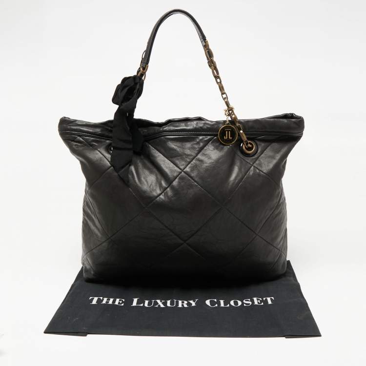 Pre Owned Lanvin Black Quilted Leather Amalia Cabas Tote