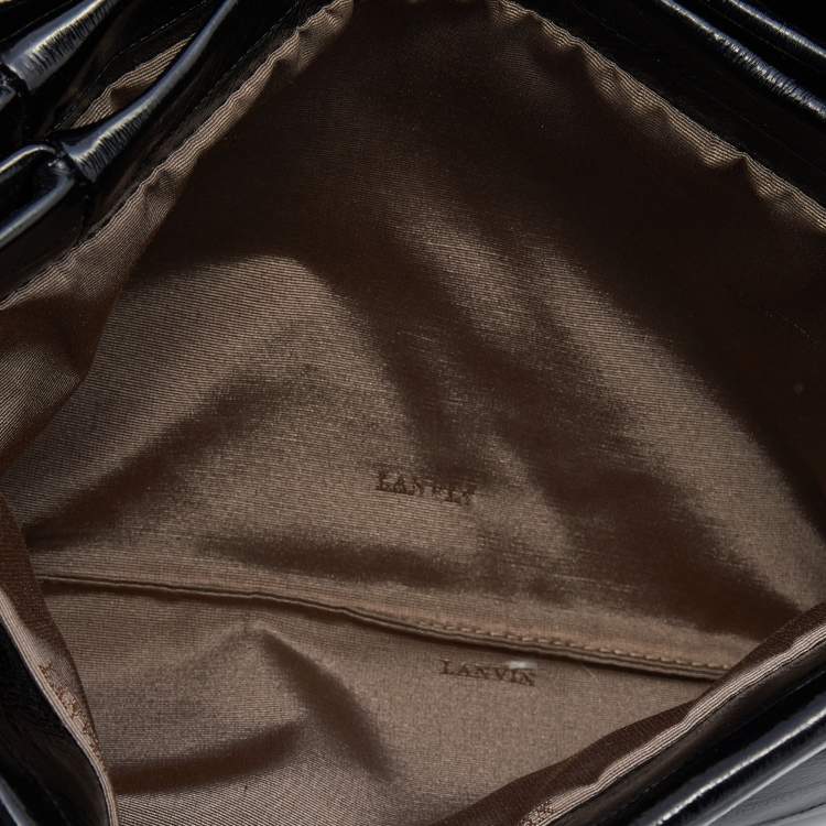 Pre Owned Lanvin Black/Red Eel Leather Flap Chain Shoulder Bag