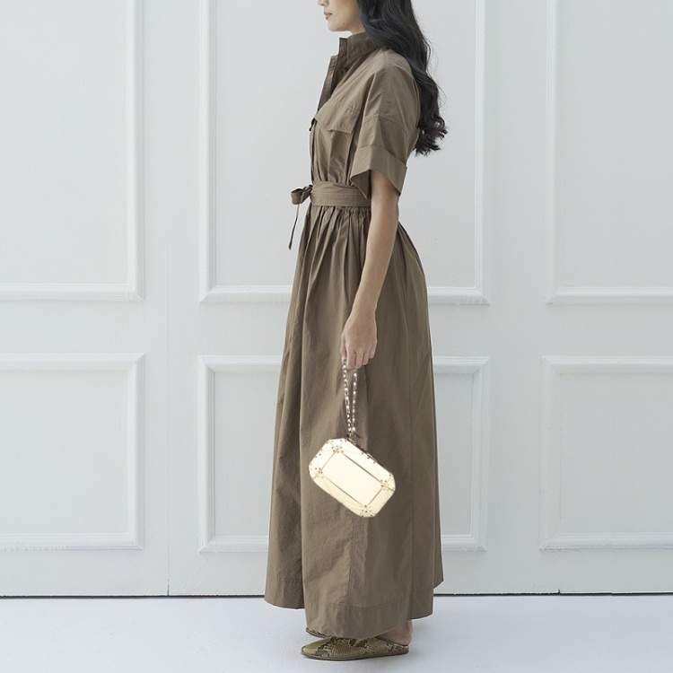 Pre Owned Lanvin Cream Plastic Studded Clutch