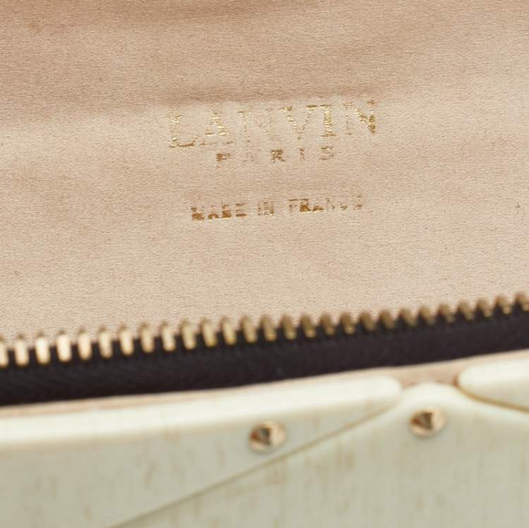 Pre Owned Lanvin Cream Plastic Studded Clutch