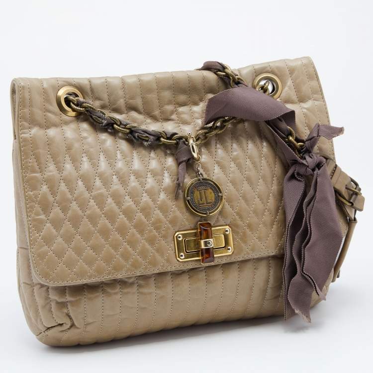 مملوكة مسبقًا Lanvin Beige Quilted Leather Happy Shoulder Bag