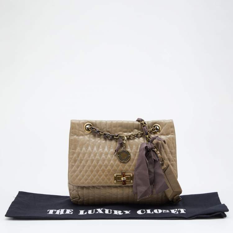 مملوكة مسبقًا Lanvin Beige Quilted Leather Happy Shoulder Bag
