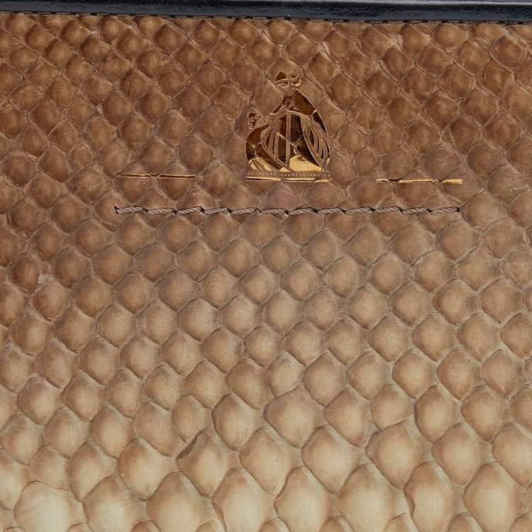 Pre Owned Lanvin Beige Python Zip Around Wallet