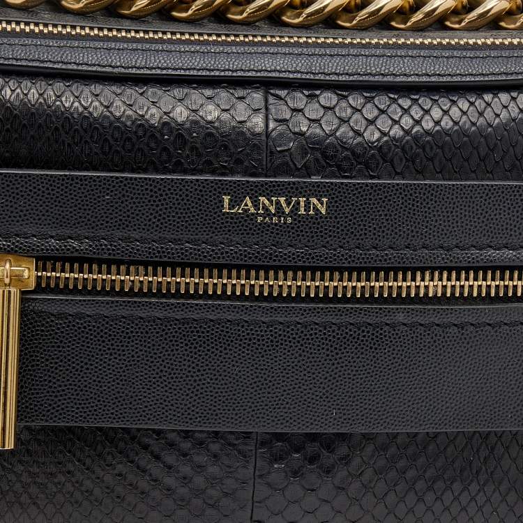 Pre Owned Lanvin Black Python Padam Shoulder Bag