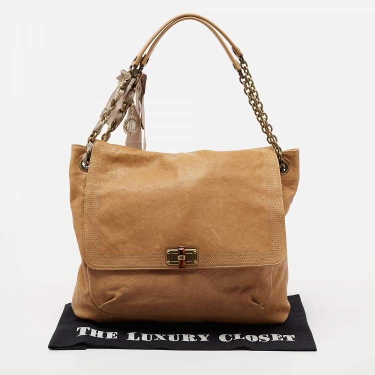 Pre Owned Lanvin Tan Leather Happy Shoulder Bag