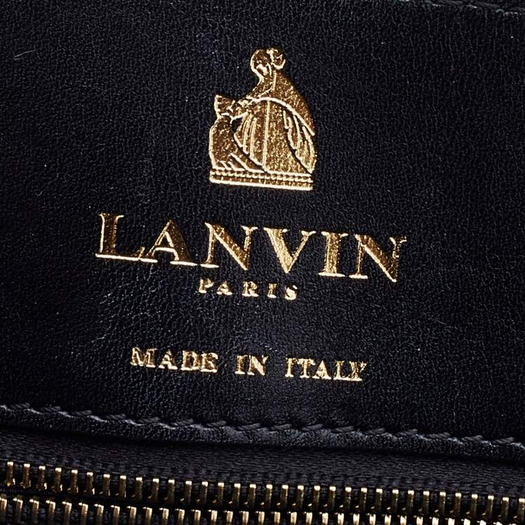 Pre Owned Lanvin Black/Blue Leather Flap Crossbody Bag