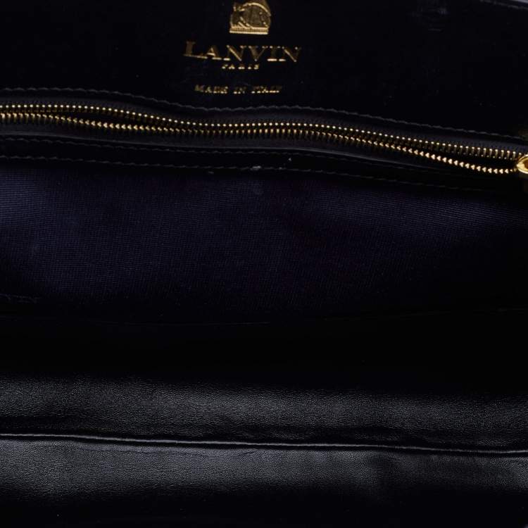 Pre Owned Lanvin Black/Blue Leather Flap Crossbody Bag