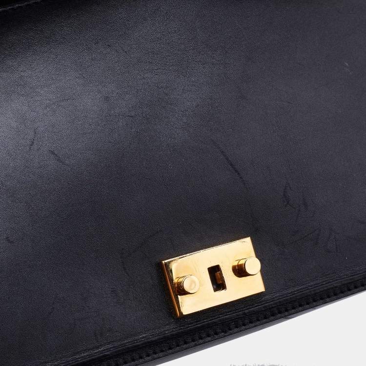 Pre Owned Lanvin Black/Blue Leather Flap Crossbody Bag