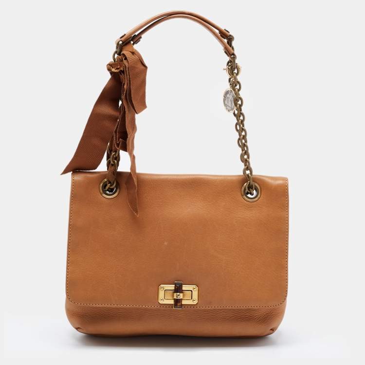 Pre Owned Lanvin Brown Leather Happy Shoulder Bag