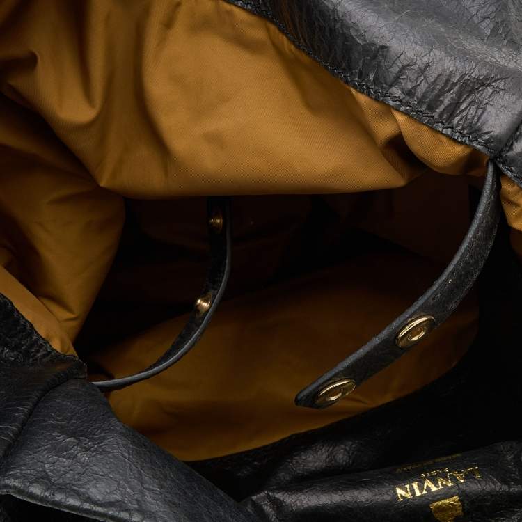 Pre Owned Lanvin Black Leather Chain Shopper Tote