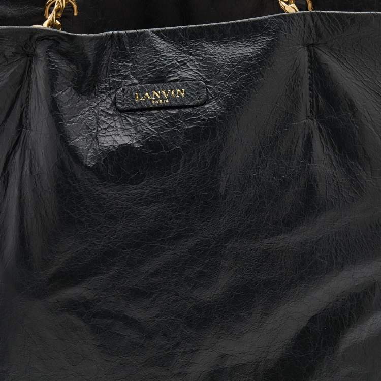 Pre Owned Lanvin Black Leather Chain Shopper Tote