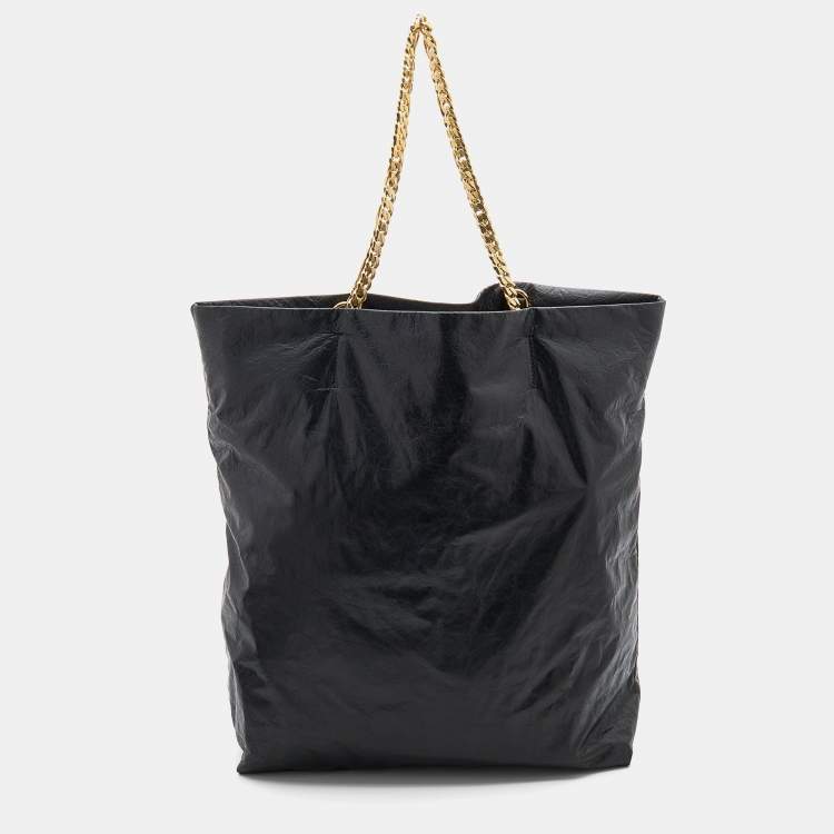 Pre Owned Lanvin Black Leather Chain Shopper Tote