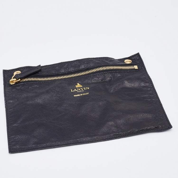 Pre Owned Lanvin Black Leather Chain Shopper Tote