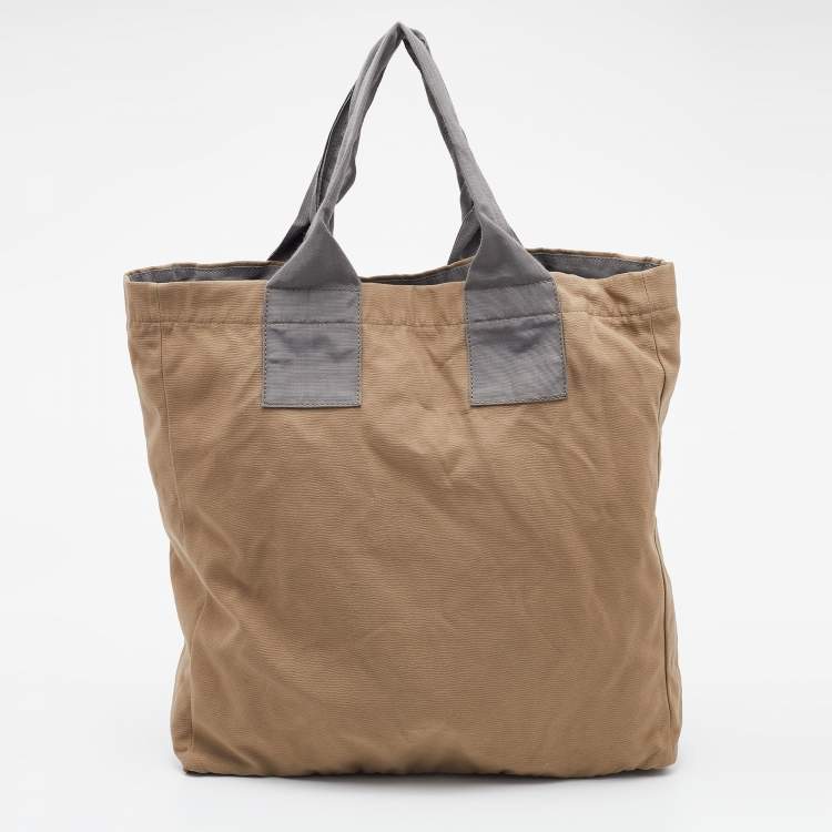 Pre Owned Lanvin Beige/Grey Fabric Shopper Tote