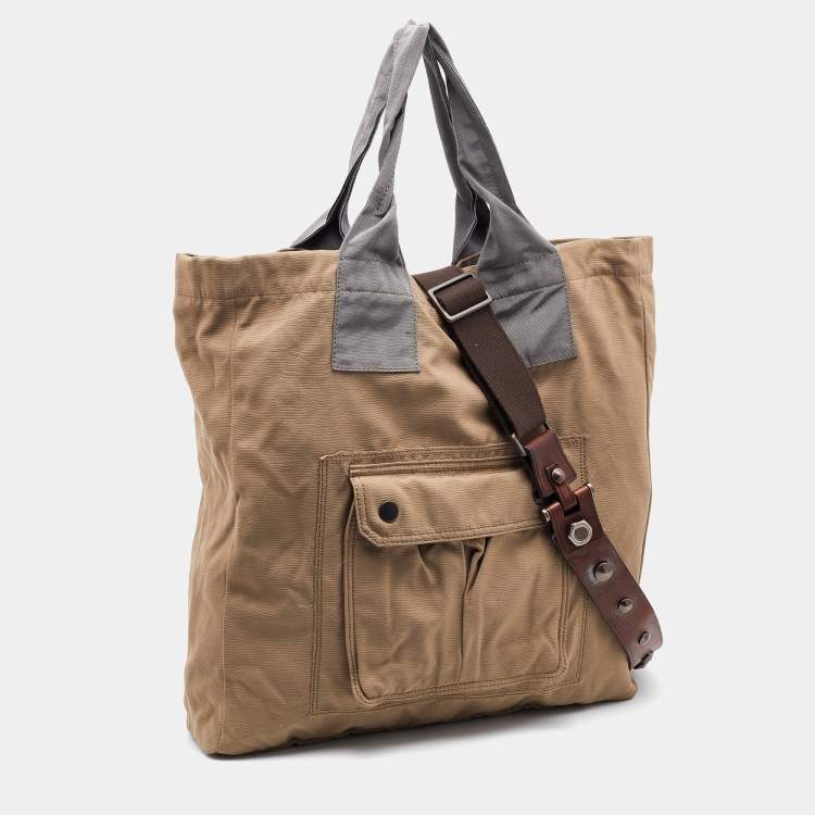 Pre Owned Lanvin Beige/Grey Fabric Shopper Tote