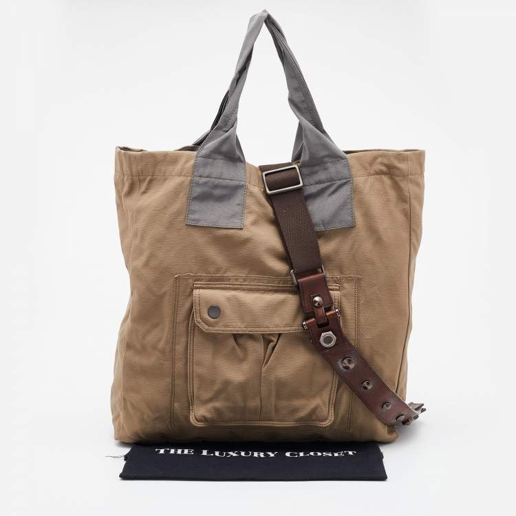 Pre Owned Lanvin Beige/Grey Fabric Shopper Tote