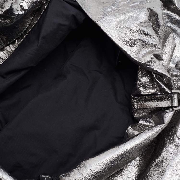 Pre Owned Lanvin Silver Leather Chain Embellished Tote