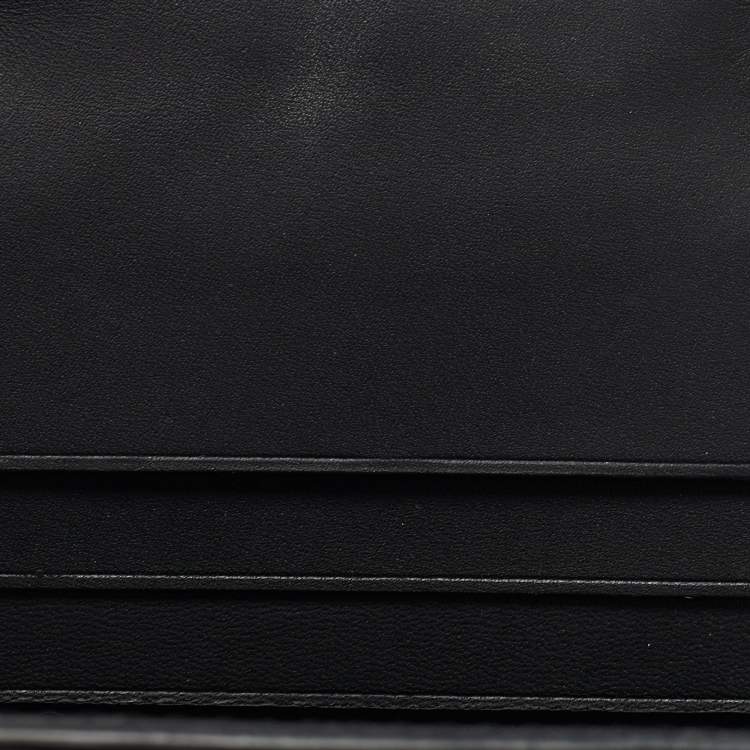 Pre Owned Lanvin White/Black Glitter Leather Card Case