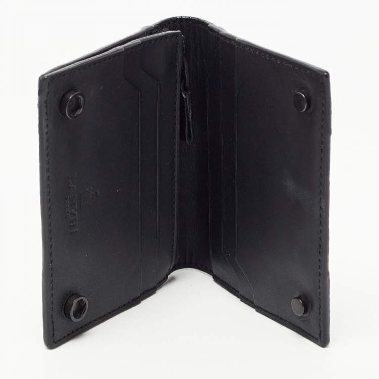 Pre Owned Lanvin White/Black Glitter Leather Card Case