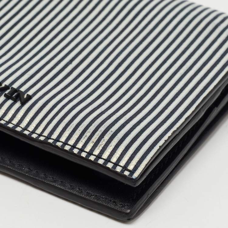 Pre Owned Lanvin White/Black Glitter Leather Card Case