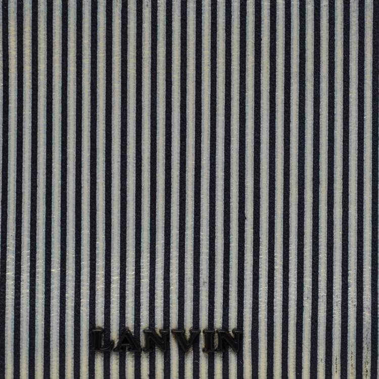Pre Owned Lanvin White/Black Glitter Leather Card Case