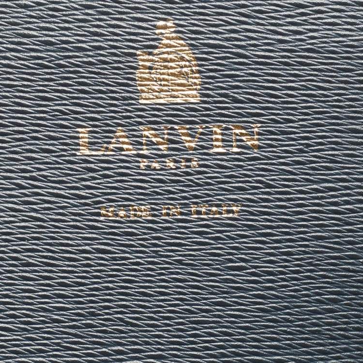 Pre Owned Lanvin Dark Blue, Beige Leather and Python Partition Tote