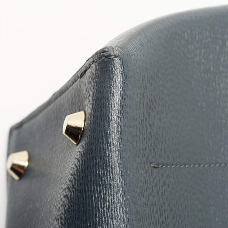 Pre Owned Lanvin Dark Blue, Beige Leather and Python Partition Tote