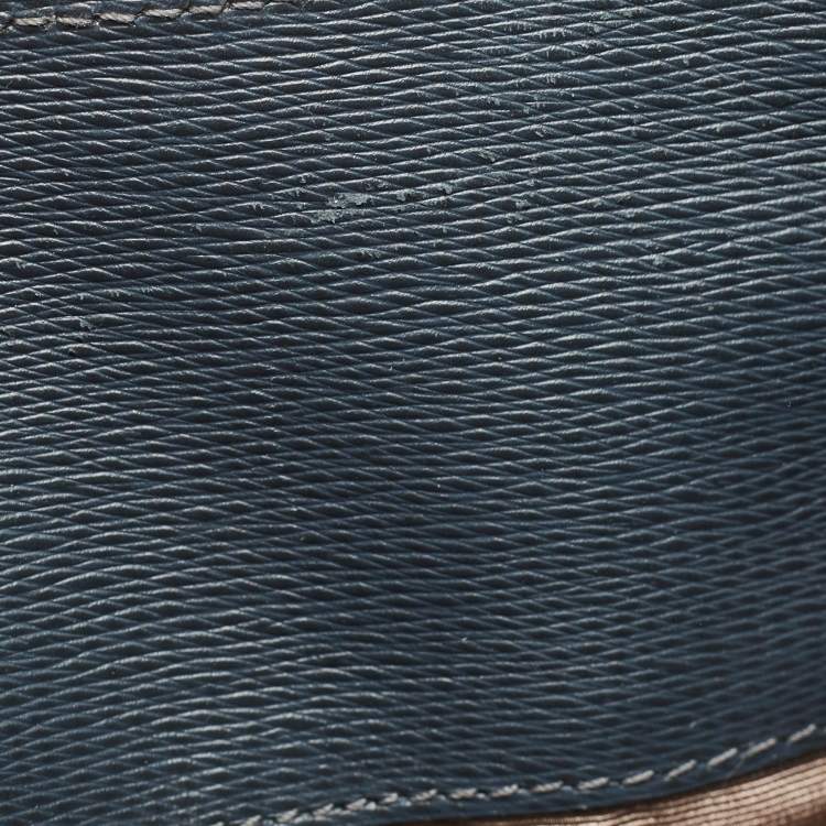 Pre Owned Lanvin Dark Blue, Beige Leather and Python Partition Tote