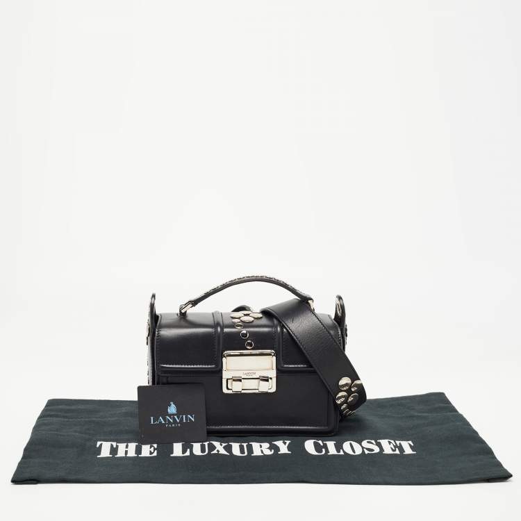 Pre Owned Lanvin Black Leather Mini Jiji Studded Crossbody Bag