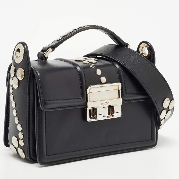 Pre Owned Lanvin Black Leather Mini Jiji Studded Crossbody Bag