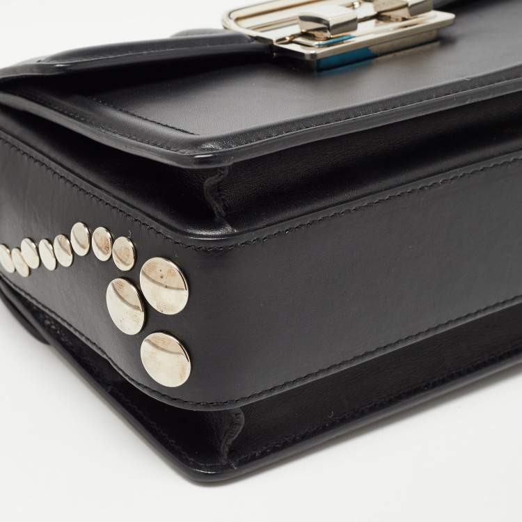 Pre Owned Lanvin Black Leather Mini Jiji Studded Crossbody Bag