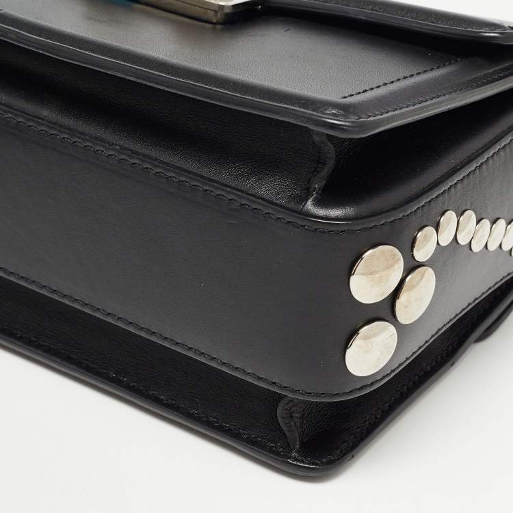 Pre Owned Lanvin Black Leather Mini Jiji Studded Crossbody Bag