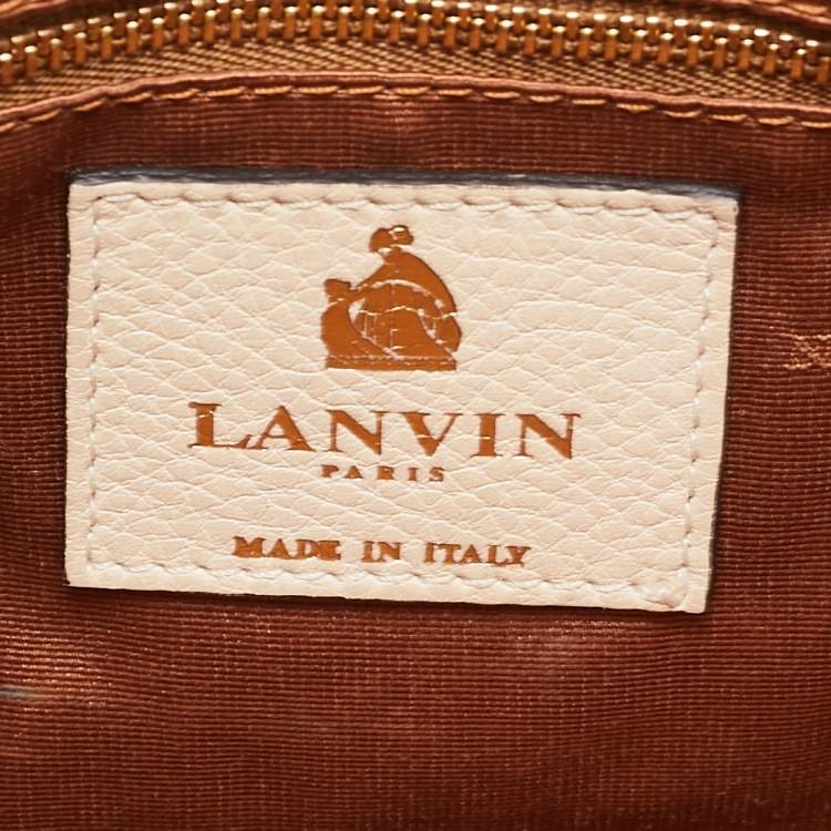 Pre Owned Lanvin Cream Leather Tassel Chain Shoulder Bag