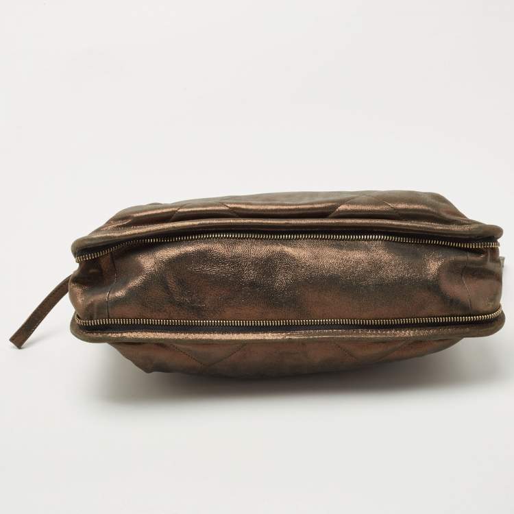 Pre Owned Lanvin Olive Green Shimmer Suede and Patent Leather Amalia Shoulder Bag