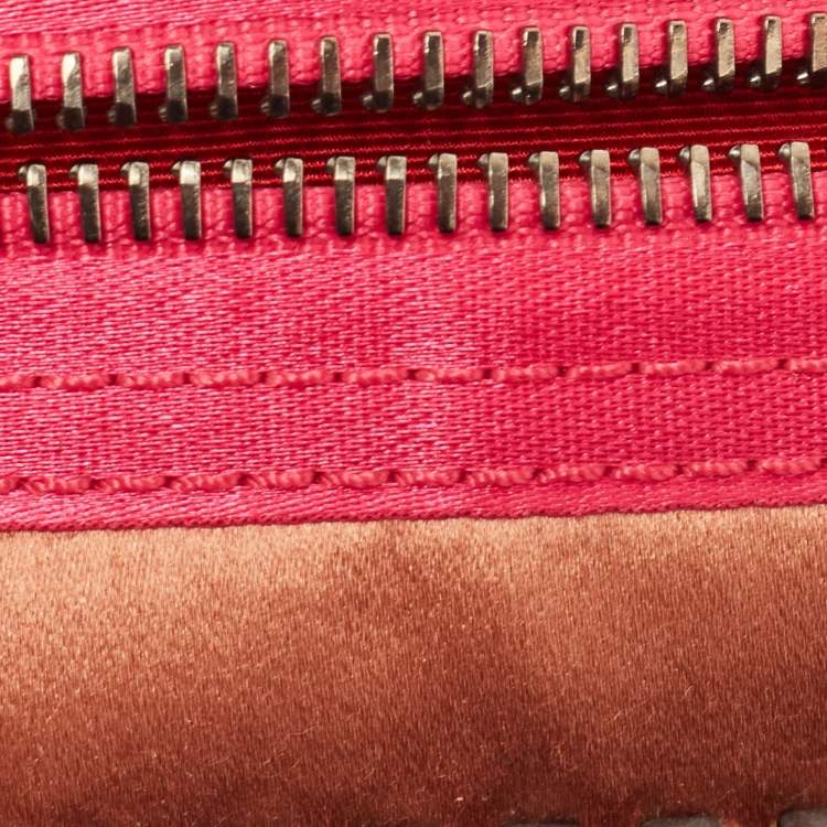 Pre Owned Lanvin Brown/Pink Satin Crystal Embellished Chain Clutch