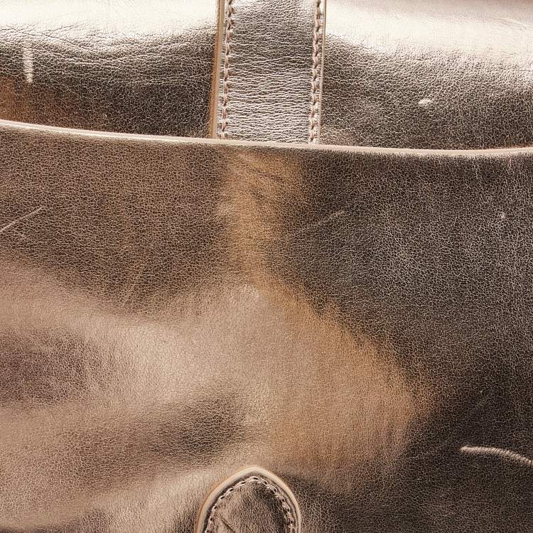 Pre Owned Lanvin Metallic Rose Gold Leather Lien Chain Crossbody Bag