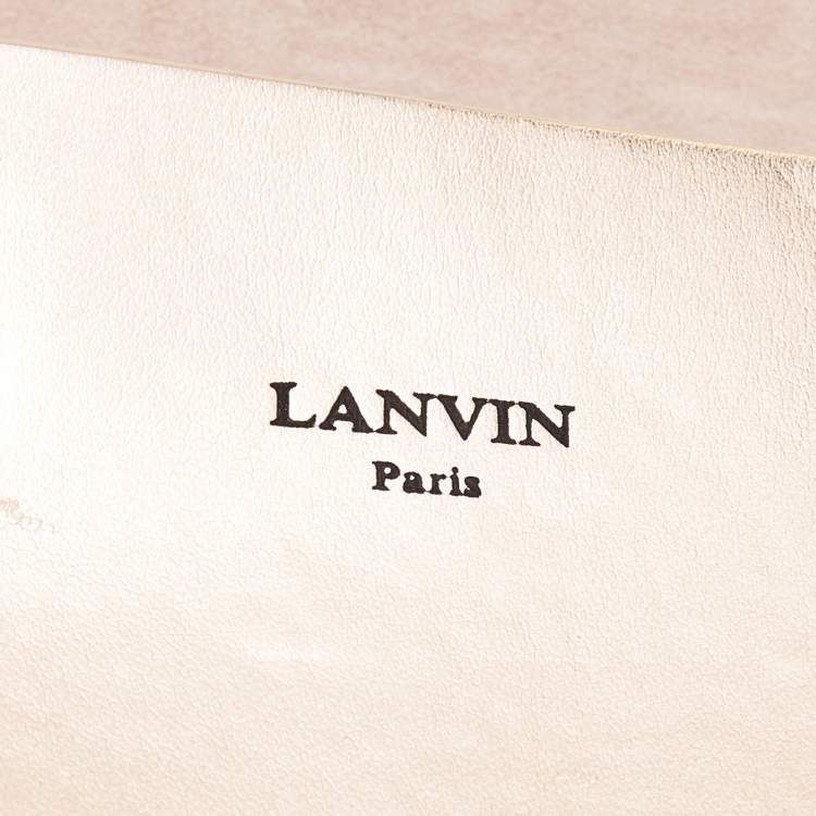 Pre Owned Lanvin Metallic Rose Gold Leather Lien Chain Crossbody Bag