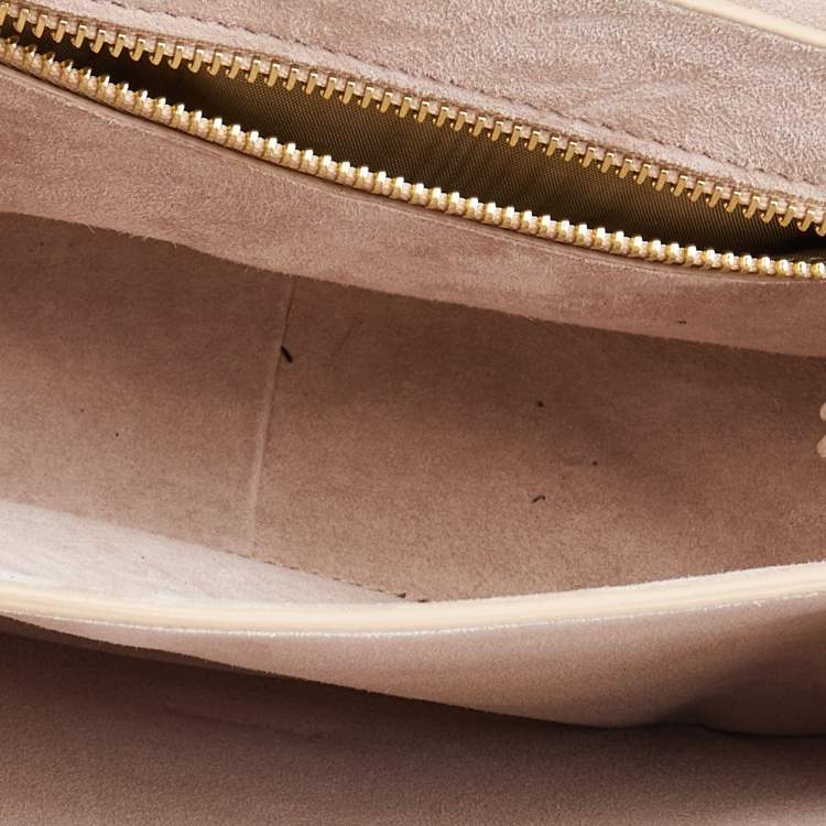 Pre Owned Lanvin Metallic Rose Gold Leather Lien Chain Crossbody Bag