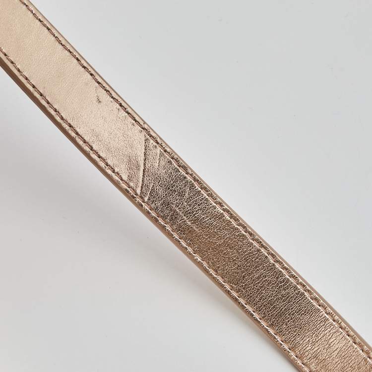 Pre Owned Lanvin Metallic Rose Gold Leather Lien Chain Crossbody Bag