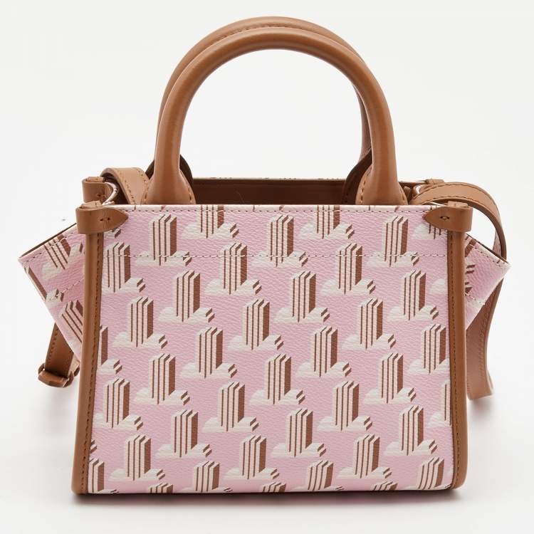 Pre Owned Lanvin Pink/Brown Printed Coated Canvas and Leather In&Out Tote