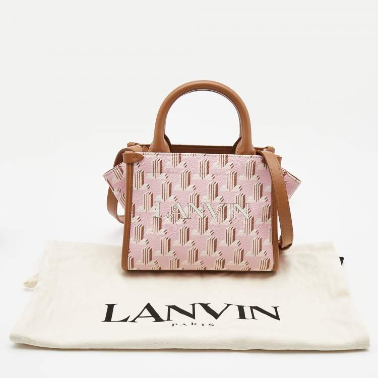 Pre Owned Lanvin Pink/Brown Printed Coated Canvas and Leather In&Out Tote