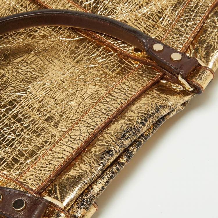 Pre Owned Lanvin Gold Laminated Leather Shopper Tote