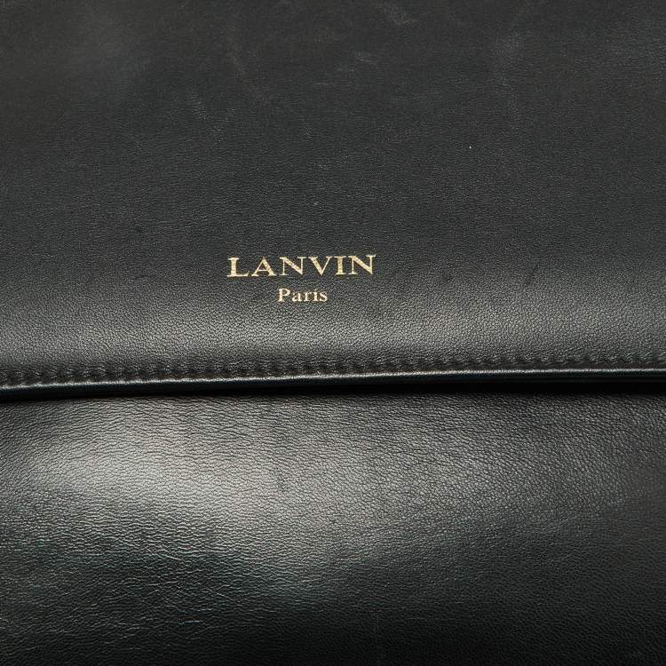 Pre Owned Lanvin Black Leather Flap Shoulder Bag