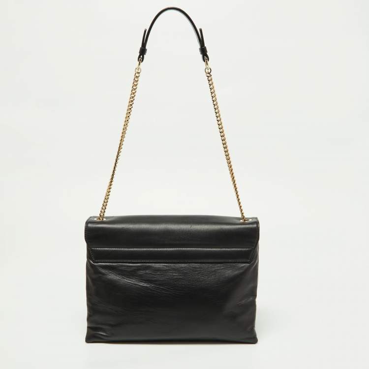 Pre Owned Lanvin Black Leather Flap Shoulder Bag