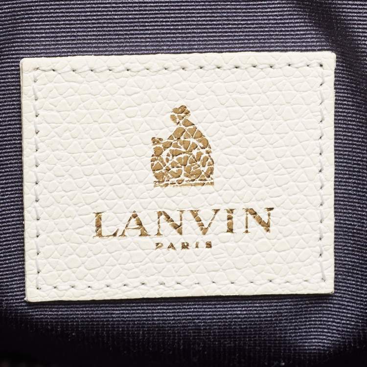 Pre Owned Lanvin Tri Color Leather and Lizard Embossed Leather Tote 