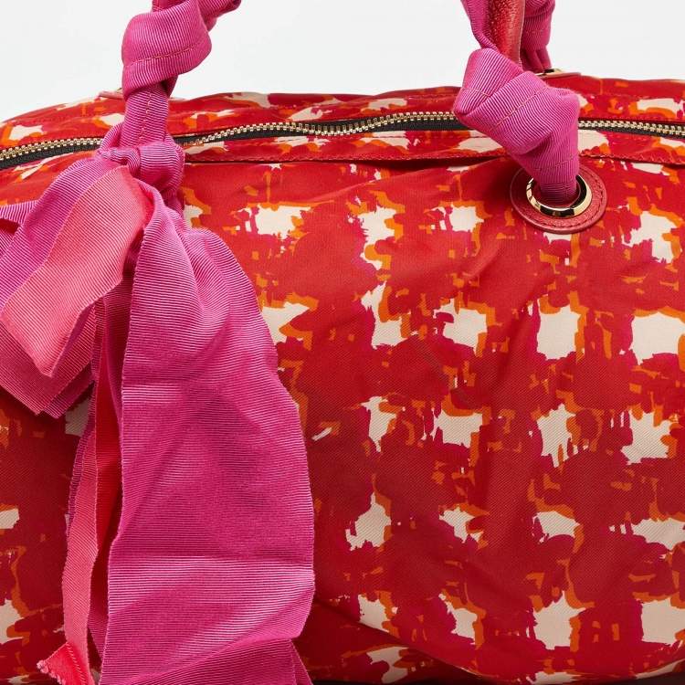 Pre Owned Lanvin Multicolor Printed Nylon Duffle Bag