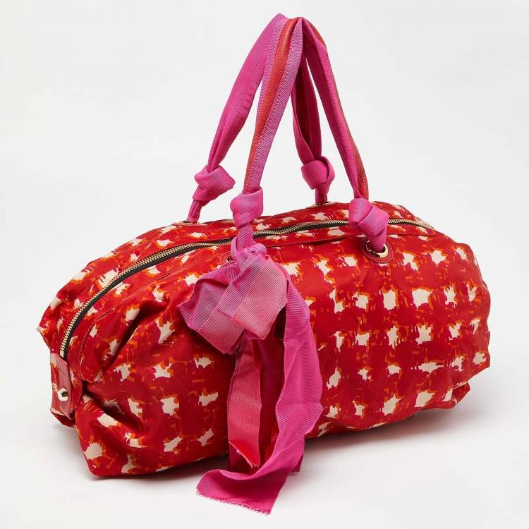 Pre Owned Lanvin Multicolor Printed Nylon Duffle Bag