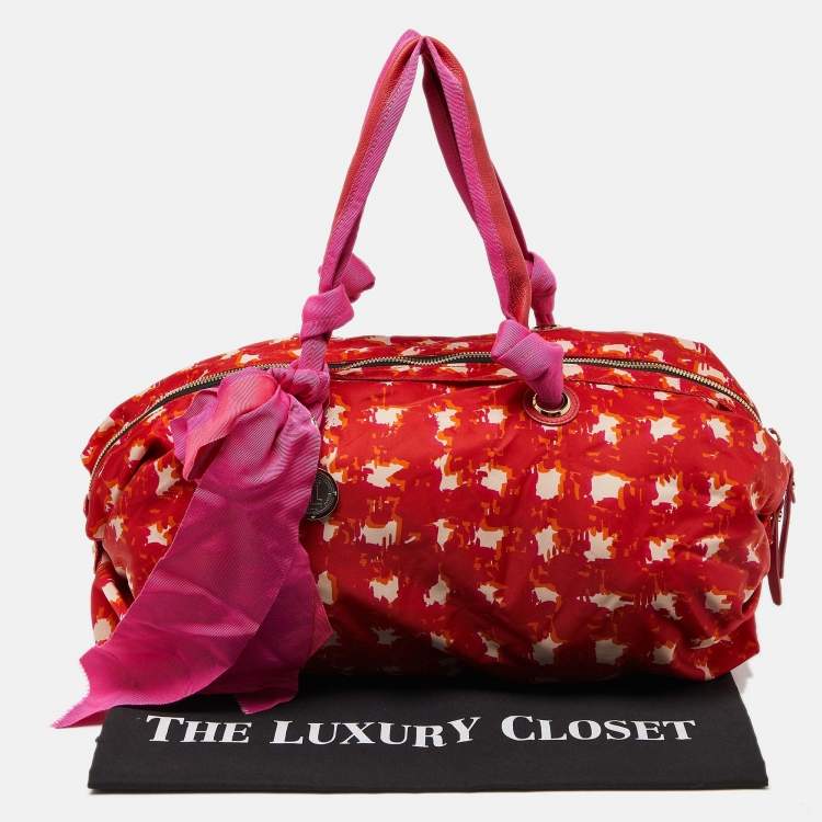 Pre Owned Lanvin Multicolor Printed Nylon Duffle Bag
