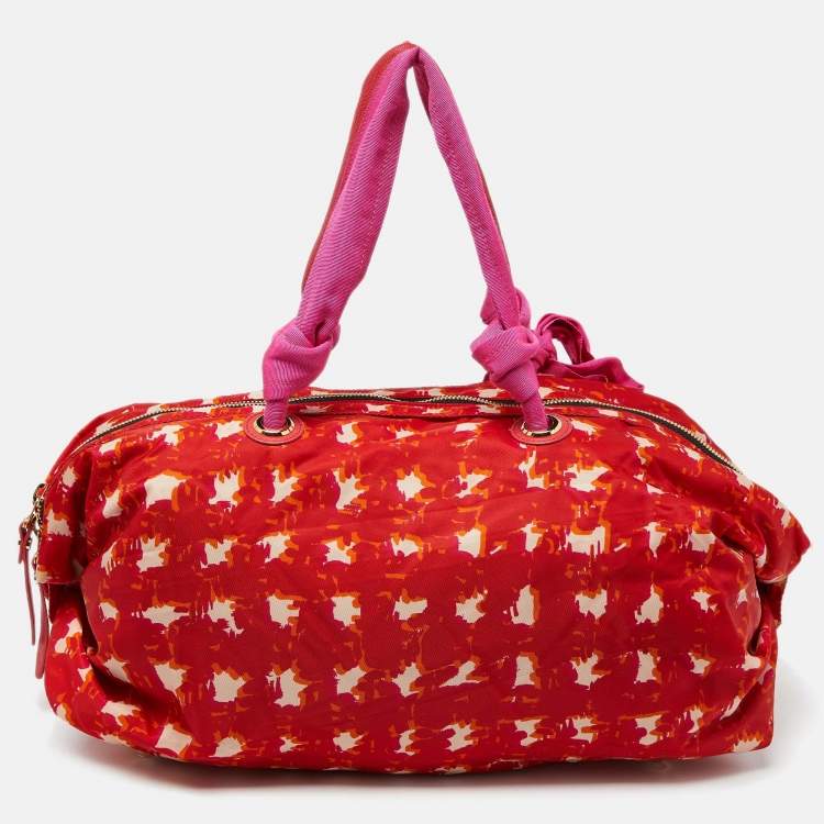 Pre Owned Lanvin Multicolor Printed Nylon Duffle Bag